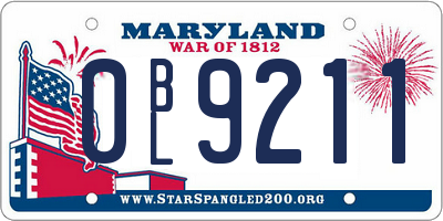 MD license plate 0BL9211
