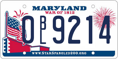 MD license plate 0BL9214