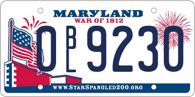 MD license plate 0BL9230