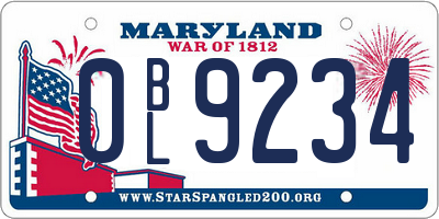 MD license plate 0BL9234
