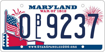 MD license plate 0BL9237