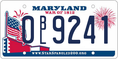 MD license plate 0BL9241