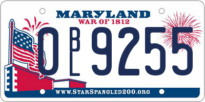 MD license plate 0BL9255