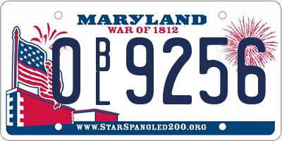MD license plate 0BL9256