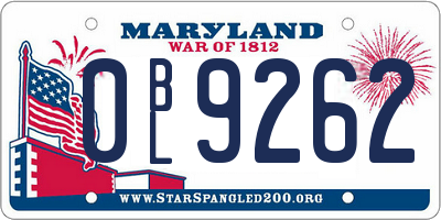 MD license plate 0BL9262