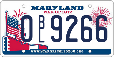 MD license plate 0BL9266