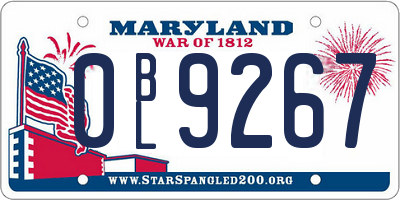 MD license plate 0BL9267