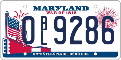 MD license plate 0BL9286