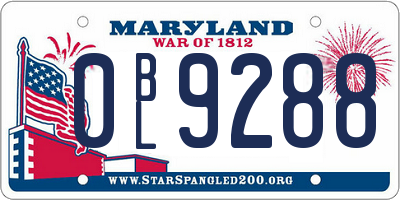 MD license plate 0BL9288