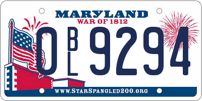 MD license plate 0BL9294