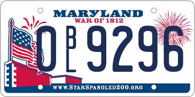 MD license plate 0BL9296