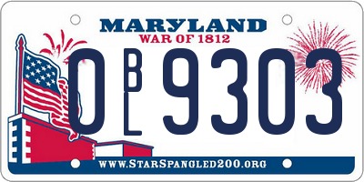 MD license plate 0BL9303
