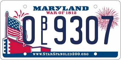 MD license plate 0BL9307