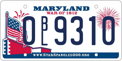 MD license plate 0BL9310