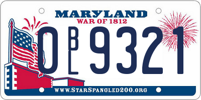 MD license plate 0BL9321