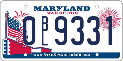 MD license plate 0BL9331