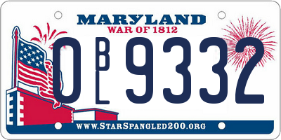 MD license plate 0BL9332