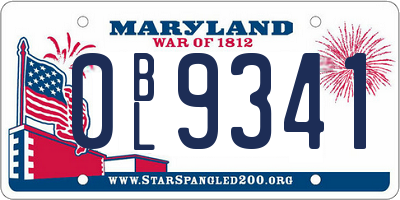 MD license plate 0BL9341