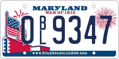 MD license plate 0BL9347