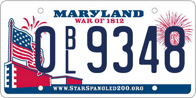 MD license plate 0BL9348