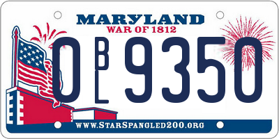 MD license plate 0BL9350