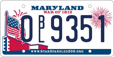 MD license plate 0BL9351