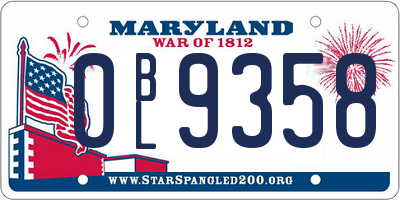 MD license plate 0BL9358