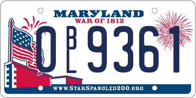 MD license plate 0BL9361