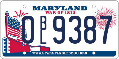 MD license plate 0BL9387