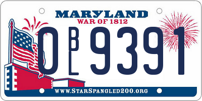 MD license plate 0BL9391