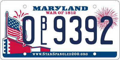 MD license plate 0BL9392