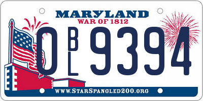 MD license plate 0BL9394