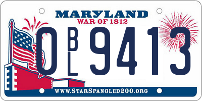 MD license plate 0BL9413