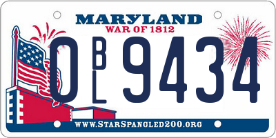 MD license plate 0BL9434