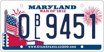 MD license plate 0BL9451