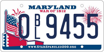 MD license plate 0BL9455