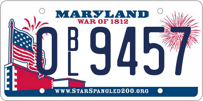 MD license plate 0BL9457