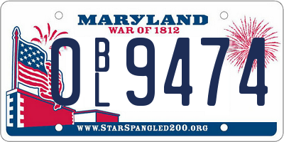 MD license plate 0BL9474
