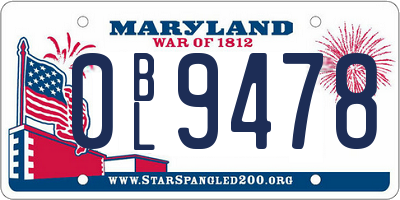 MD license plate 0BL9478