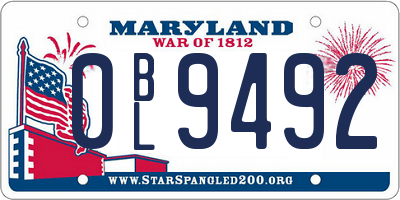 MD license plate 0BL9492