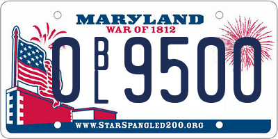 MD license plate 0BL9500