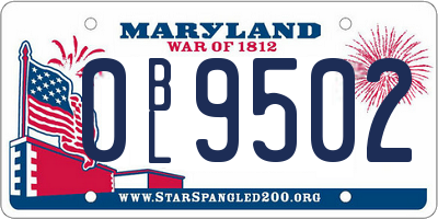 MD license plate 0BL9502