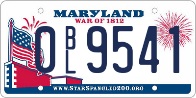MD license plate 0BL9541