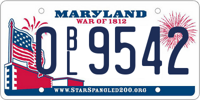 MD license plate 0BL9542