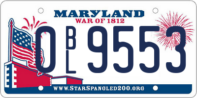 MD license plate 0BL9553