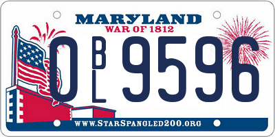 MD license plate 0BL9596