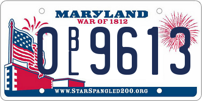 MD license plate 0BL9613