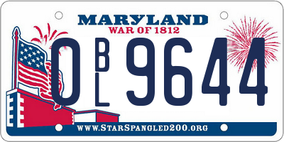 MD license plate 0BL9644
