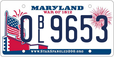 MD license plate 0BL9653
