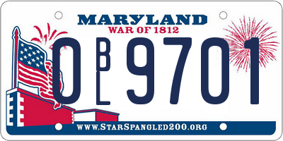 MD license plate 0BL9701